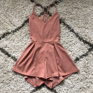 Pink Romper With Lace Back